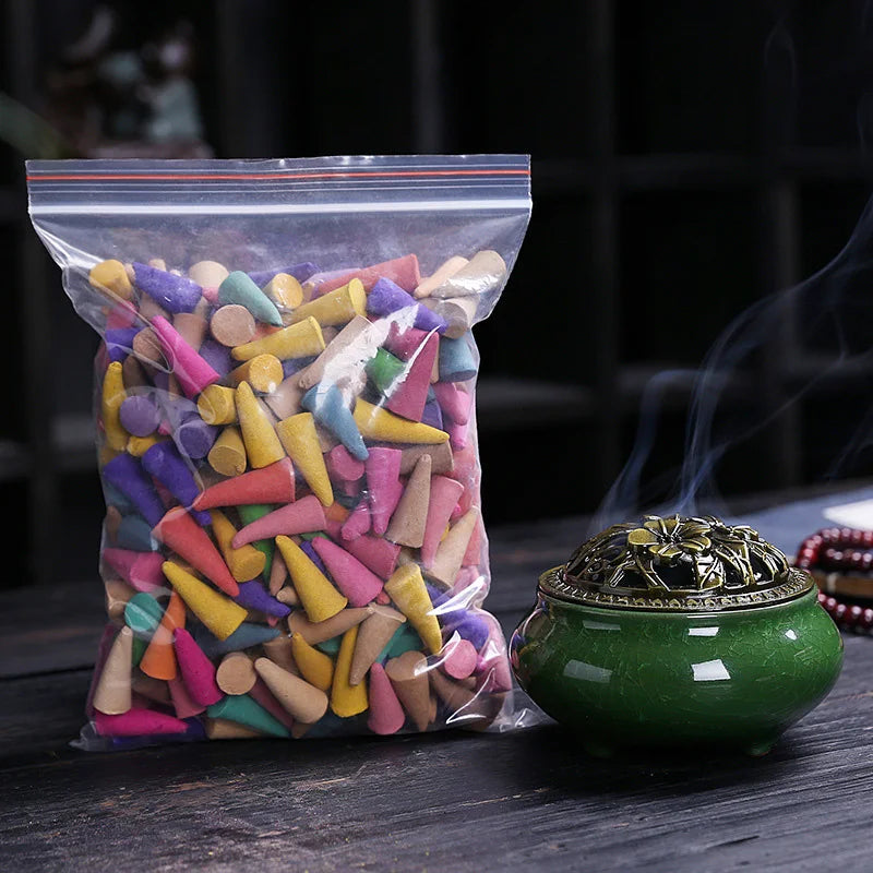60-Pack Natural Backflow Incense Cones – Mixed Scents