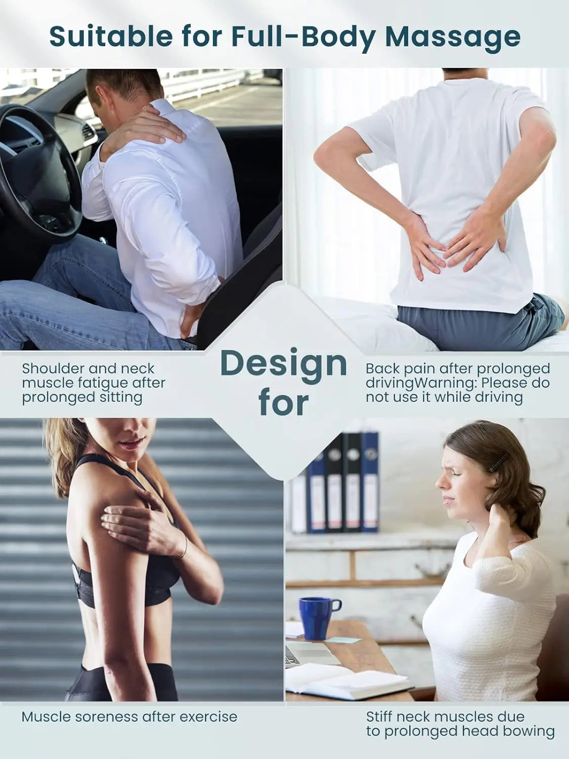 Shiatsu Heated Neck & Shoulder Massager – U-Shape Deep Kneading Pillow