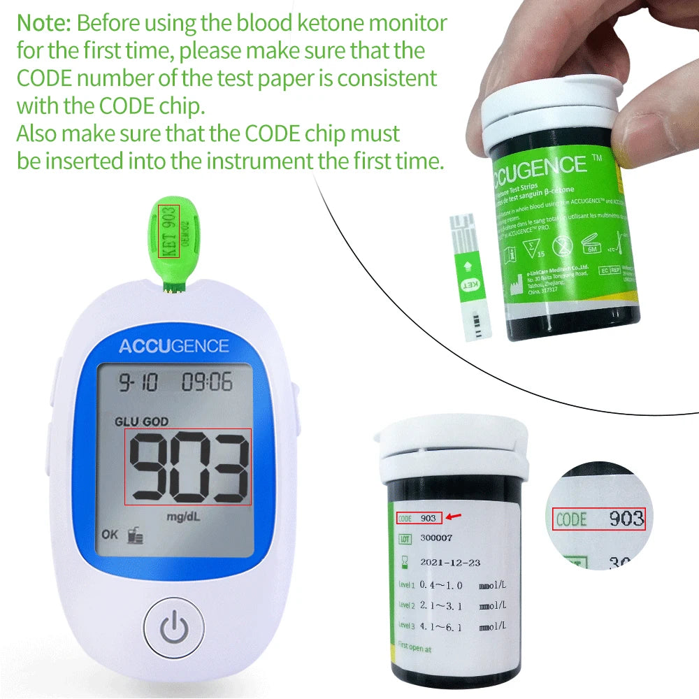 Blood Ketone Meter Kit – Keto Diet Monitor with Strips & Lancets