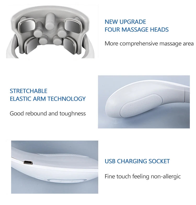 Rechargeable Vibration Neck Massager – Pulse & Hot Compress