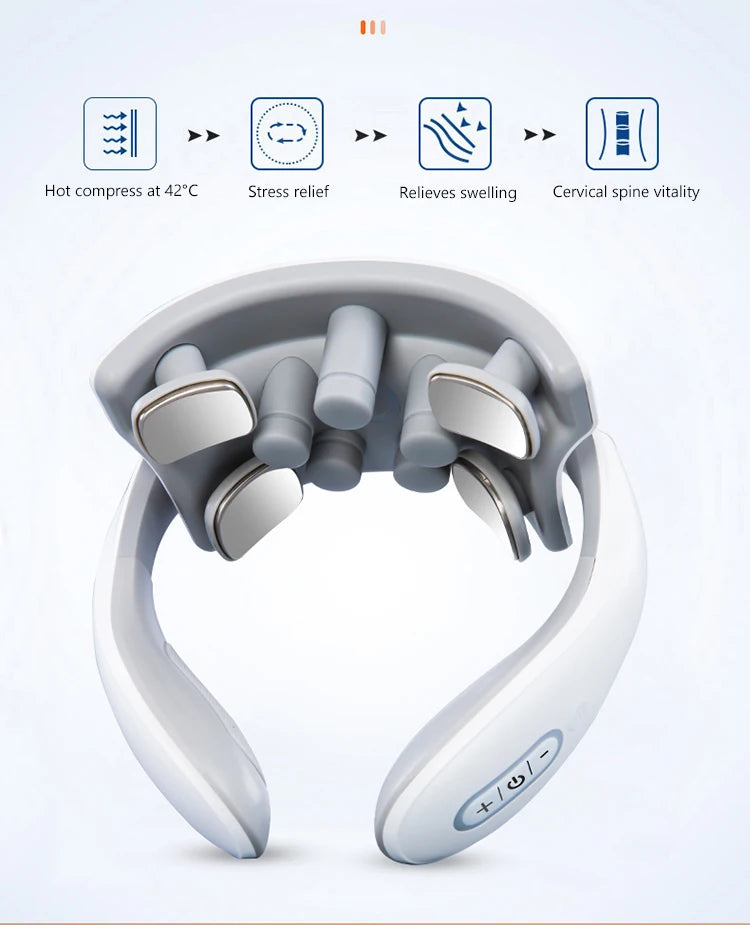 Rechargeable Vibration Neck Massager – Pulse & Hot Compress