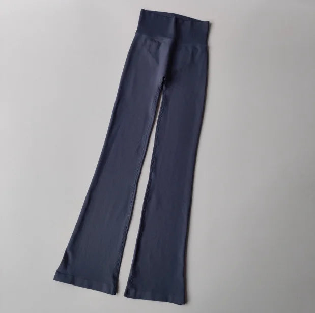 High-Waist Seamless Compression Yoga Pants – Flared Fitness Leggings